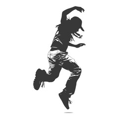 Silhouette person dancing in action black color only