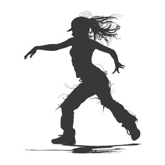 Obraz premium Silhouette person dancing in action black color only