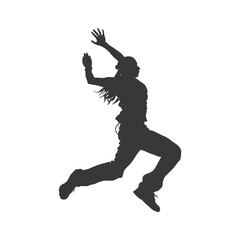 Fototapeta na wymiar Silhouette person dancing in action black color only