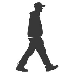 Silhouette person walking in action black color only