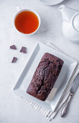 Chocolate cake on a white background