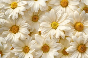 image of dainty daisies, their pure white petals and sunny yellow centers captured in breathtaking 16k ultra HD, set against a timeless and elegant solid color background. - obrazy, fototapety, plakaty