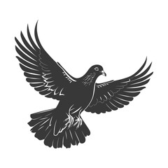 Silhouette pigeon bird animal fly black color only