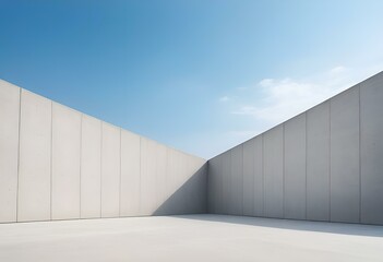 backgrounds ,exposed concrete ,minimalist design, blue sky, empty. Generative AI.	
