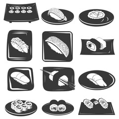 Silhouette Sushi dish collection set black color only