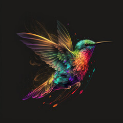 Obraz premium logo of colorful humming bird on a black background