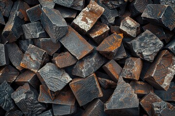 A close up view of a pile of wood. Suitable for backgrounds or construction themes