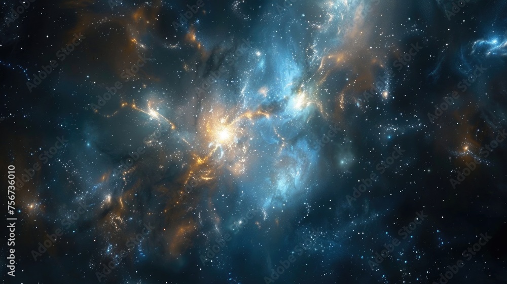 Poster a stunning image of a galaxy with stars in the background. perfect for astronomical projects