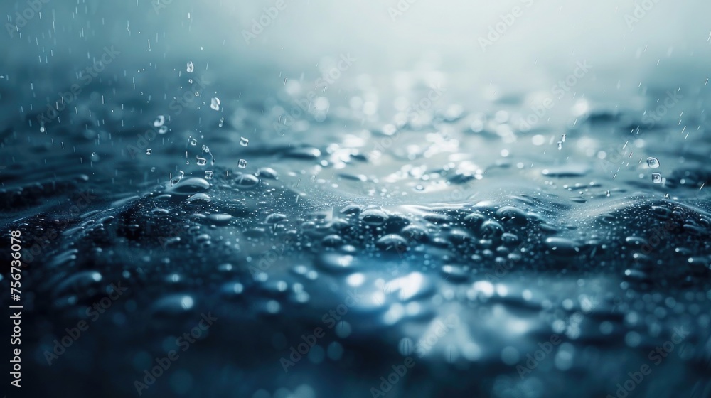 Poster close up of water droplets on body of water. can be used for nature or abstract concepts