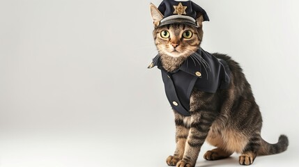 Arabian Mau Cat in police uniform