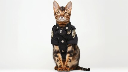 cat, Bengal Cat in police uniform