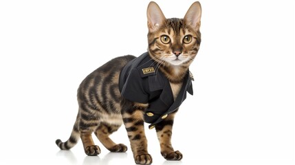 cat, Bengal Cat in police uniform