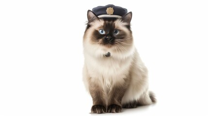 cat, Birman Cat in police uniform