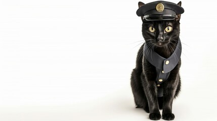 cat, Brazilian Shorthair Cat in police uniform