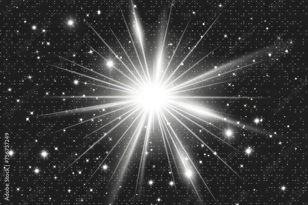 Poster bright star burst on dark black background. suitable for graphic design projects or abstract backgro