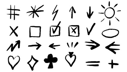 Obraz premium Set of different hand drawn vector arrows.