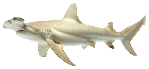 Hammerhead shark swimming gracefully in the ocean on transparent background - stock png. - obrazy, fototapety, plakaty