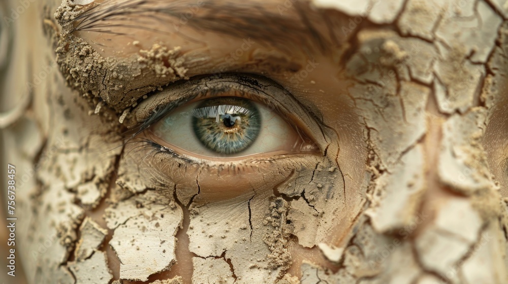 Poster close up of a person's face with paint, suitable for artistic projects
