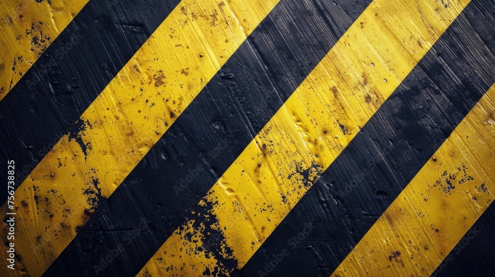 Poster close up of a yellow and black hazard sign. suitable for safety and warning concepts