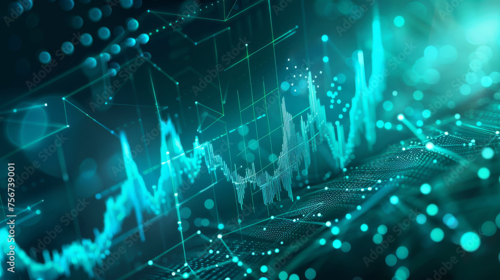 Poster futuristic financial graph on digital interface
