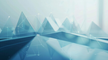 Serene digital landscape with blue tones and geometric shapes