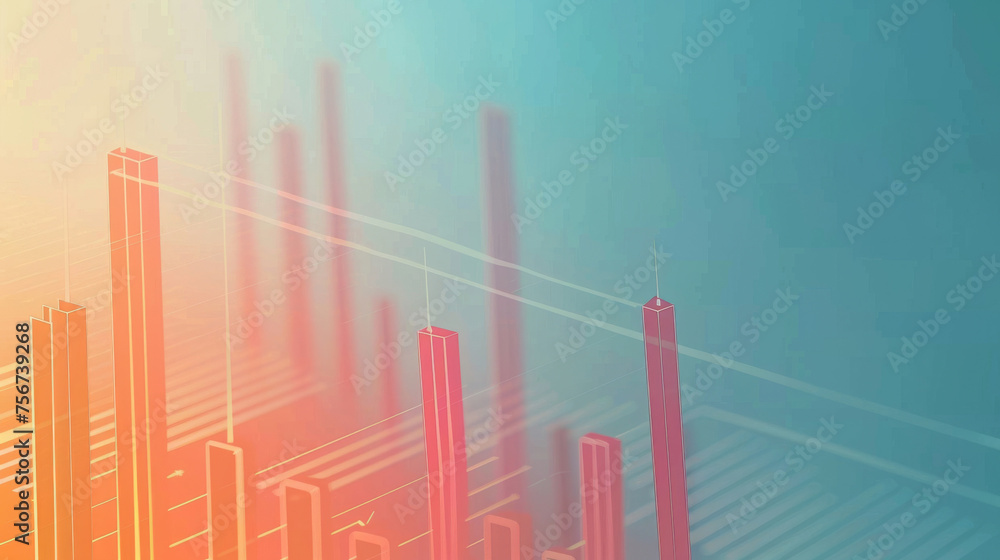 Poster abstract financial growth chart on gradient background