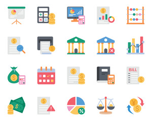 Flat color icons set for Accounting
