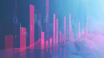 Futuristic financial growth concept with glowing charts