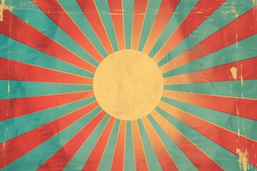 Vibrant red, blue, and yellow sunburst background. Perfect for adding a burst of color to any design