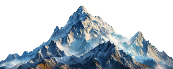 Majestic snowy peaks of a high mountain range, cut out - stock png.