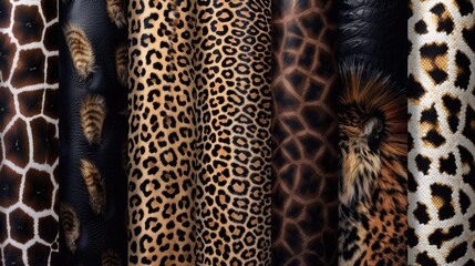 Various colored animal print fabric swatches for design projects