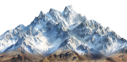 Majestic snowy peaks of a high mountain range, cut out - stock png.