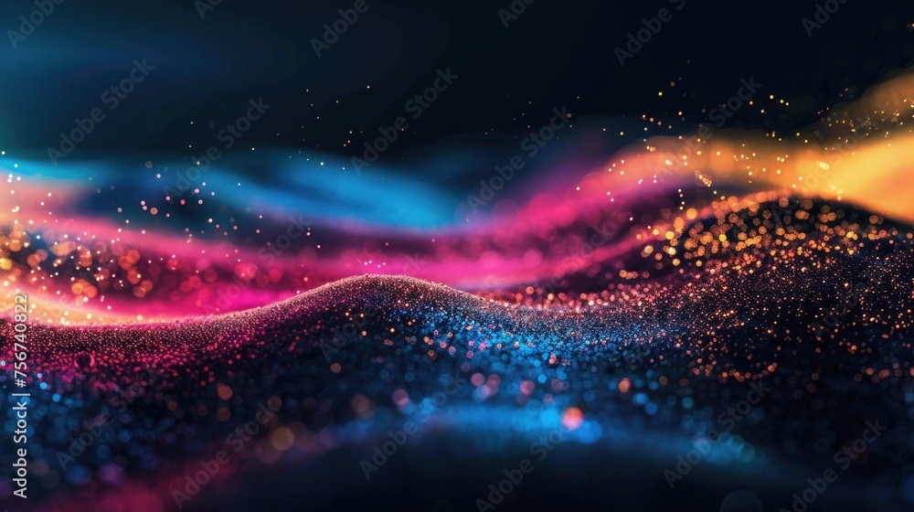 Poster A vibrant and abstract wave of colors. Suitable for design projects