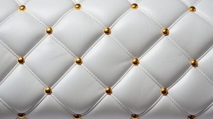White luxury leather with golden buttons.