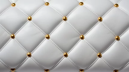 Fotobehang White luxury leather with golden buttons. © NorLife