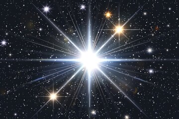 A bright star shining in the night sky, suitable for astronomy and nature concepts - obrazy, fototapety, plakaty