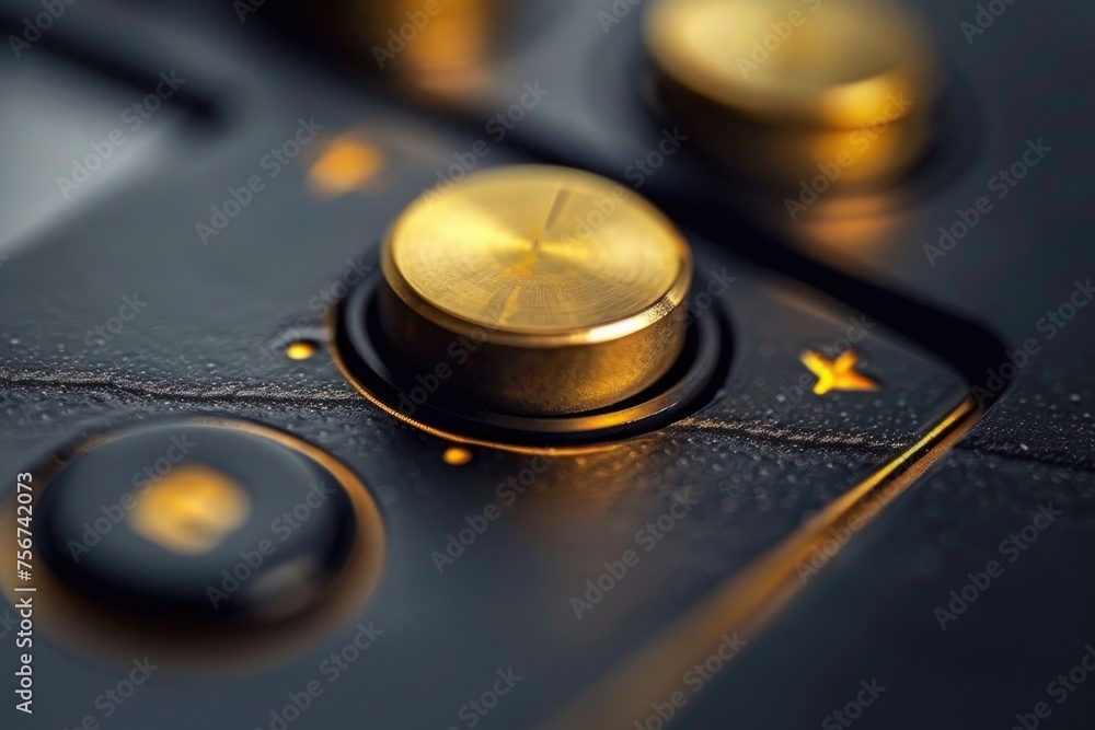 Poster Close up of a button on a game controller. Suitable for gaming industry