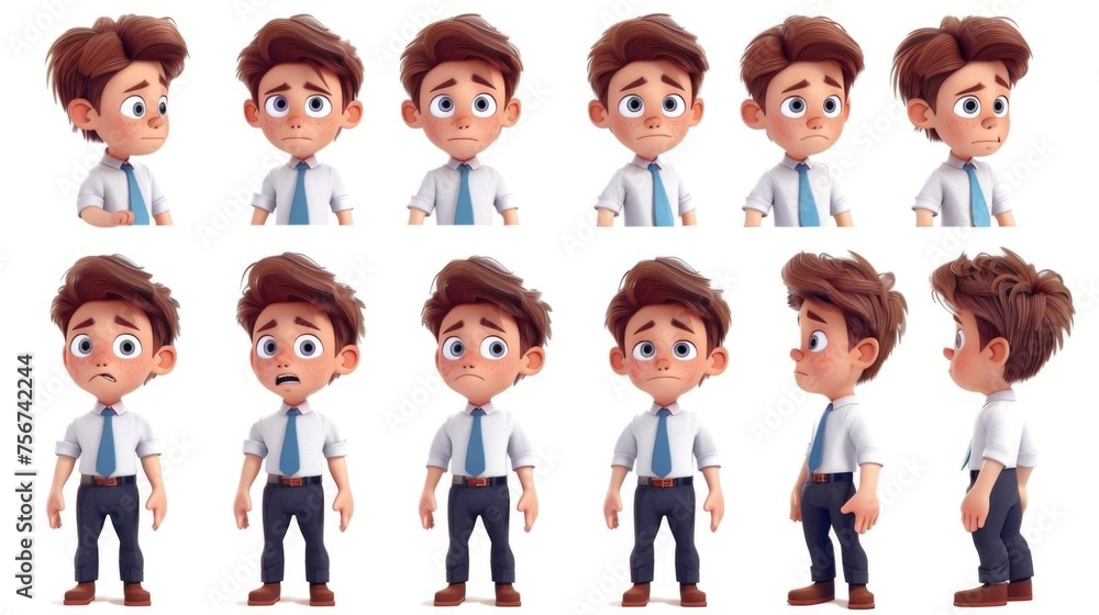 Poster set of six poses showcasing different facial expressions. ideal for illustrating emotions in various