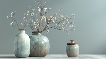 Two vases on a table, suitable for home decor