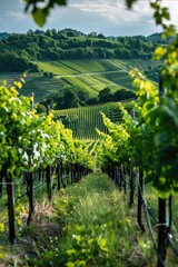 Fototapeta na wymiar Rows of vines in a vineyard. Perfect for wine industry marketing