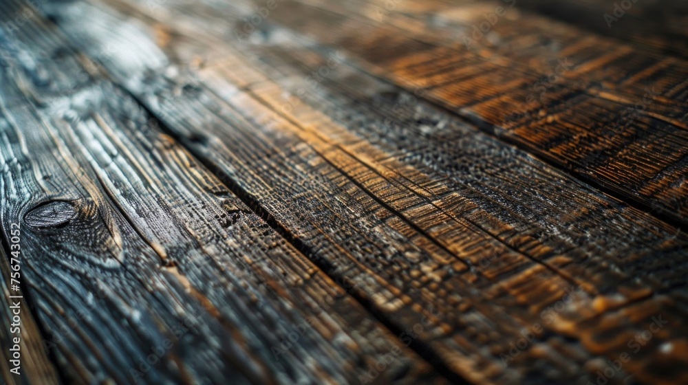Poster close up of a wooden table surface, versatile for various design projects