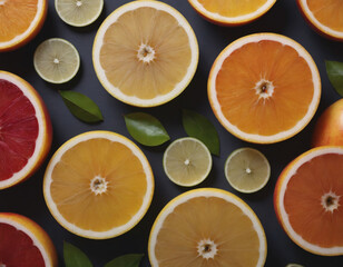 Citrus Fruit Assortment on Dark Background