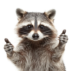 Inquisitive raccoon with a curious gaze on transparent background - stock png.