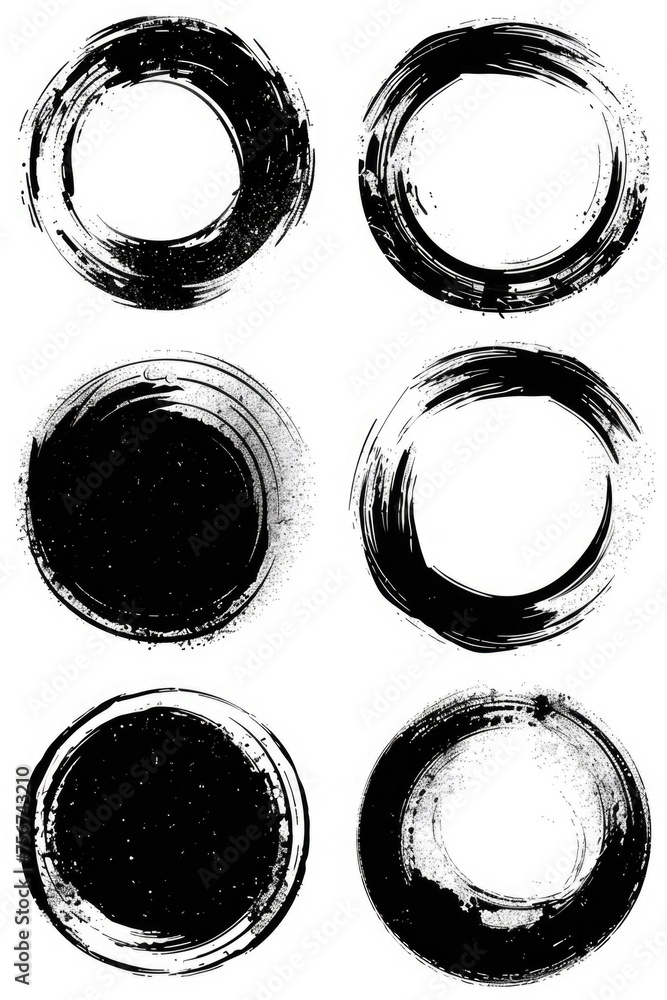 Poster a set of four black and white circles. suitable for graphic design projects