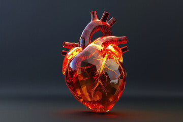 corazón anatómico, corazón  en 3d, corazón ilustración, corazón médico, anatomía humana - obrazy, fototapety, plakaty