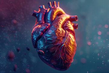 corazón anatómico, corazón  en 3d, corazón ilustración, corazón médico, anatomía humana - obrazy, fototapety, plakaty