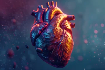 Foto op Canvas corazón anatómico, corazón  en 3d, corazón ilustración, corazón médico, anatomía humana © desiree