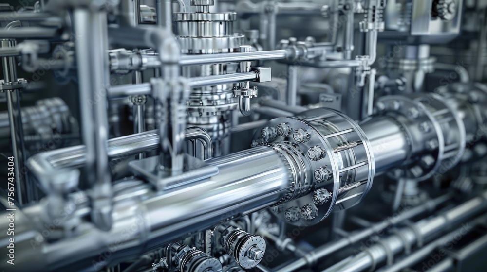 Poster A network of interconnected pipes for industrial use. Suitable for engineering and construction concepts