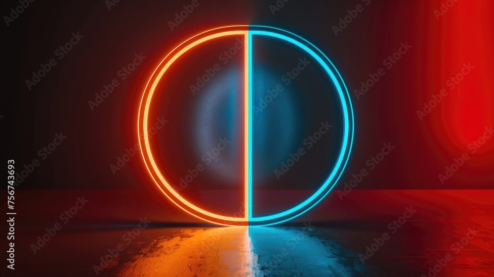 Aufkleber a neon circle with a red and blue light in the middle. ideal for technology and futuristic concepts