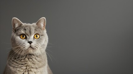 Obraz premium Portrait of a british shorthair cat on gray background